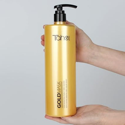 TAHE - Botanic Gold Mascarilla Capilar Regeneradora con Queratina Pura, Oro Líquido y Aceite de Aguacate 1000 ml - Repara y Protege el Cabello Teñido
