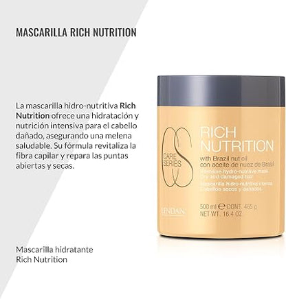 LENDAN - Rich Nutrition Mascarilla Hidronutritiva con Aceite de Nuez de Brasil 500 ml - Repara las Puntas Abiertas y Desenreda - Cabello Seco y Dañado