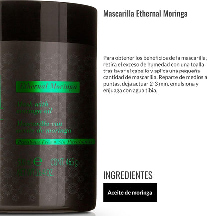 LENDAN - Ethernal Moringa Mascarilla Hidratante y Reparadora con Aceite de Moringa 500 ml - Nutre y Fortalece el Cabello Castigado - Efecto Antiedad