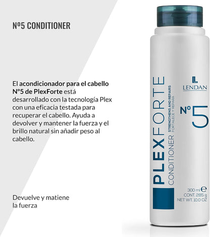 LENDAN - Plex Forte Nº5 Conditioner Acondicionador en Crema 300 ml - Reduce la Rotura y Devuelve la Fuerza - Brillo y Suavidad sin Apelmazar