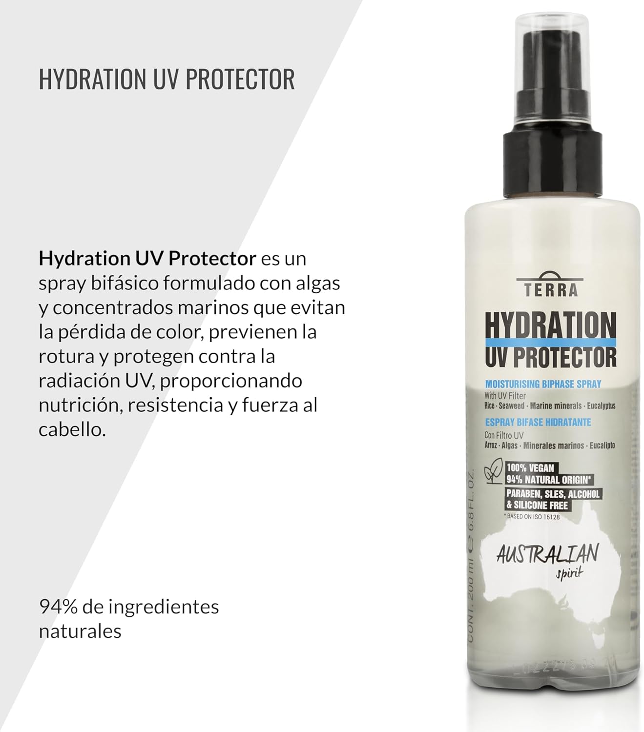 LENDAN - Terra Hydration UV Protector Spray Bifásico sin Aclarado 200 ml - Protege del Sol y Desenreda sin Apelmazar - Previene la Rotura del Cabello
