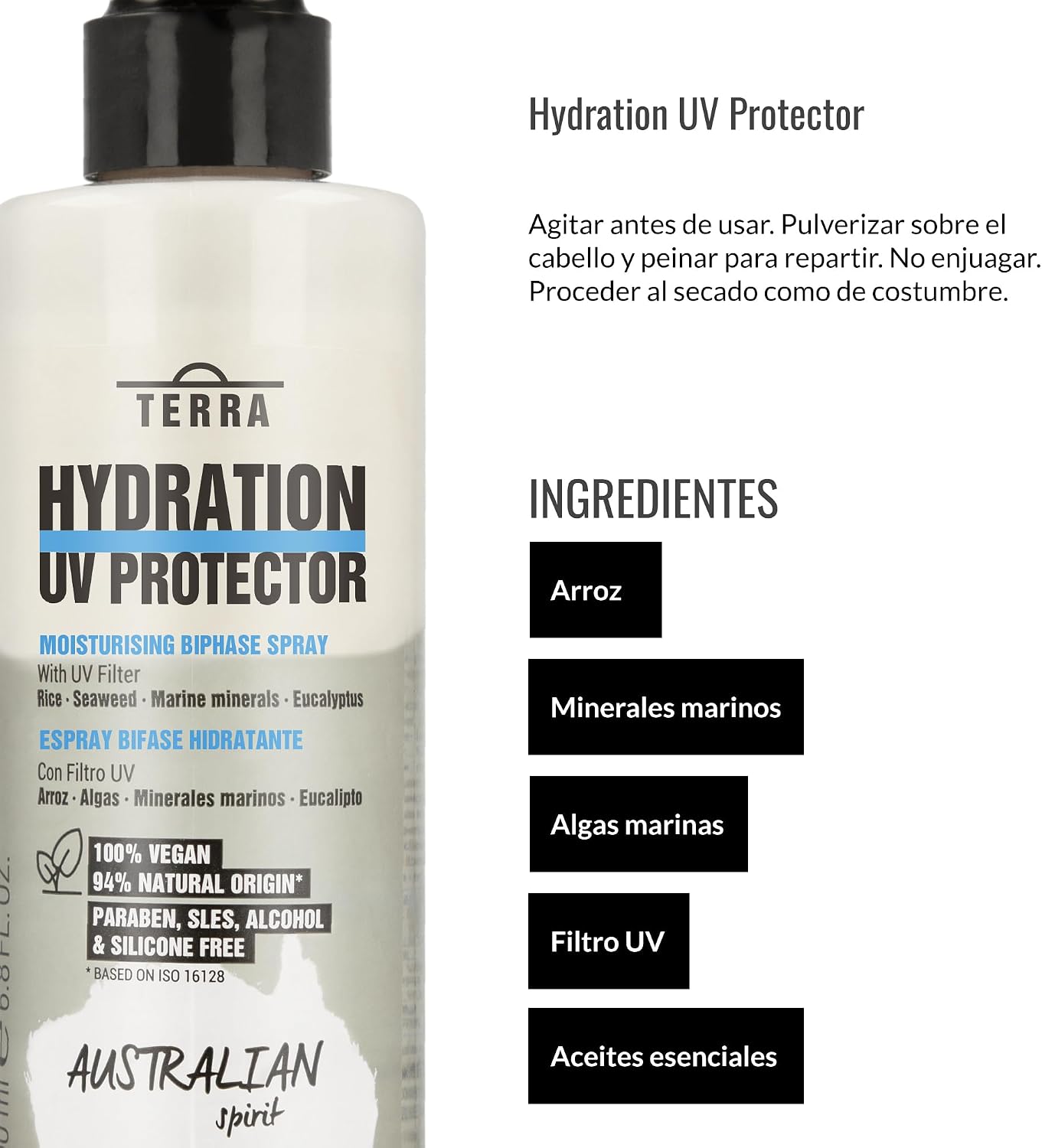 LENDAN - Terra Hydration UV Protector Spray Bifásico sin Aclarado 200 ml - Protege del Sol y Desenreda sin Apelmazar - Previene la Rotura del Cabello