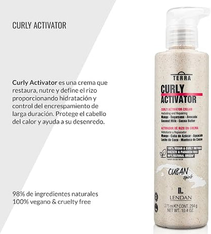 LENDAN - Terra Curly Activator Activador de Rizos en Crema sin Aclarado 275 ml - Método Curly, Define sin Apelmazar - Mango, Aguacate y Cacao