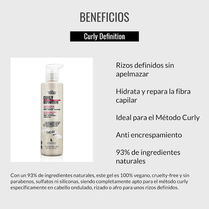 LENDAN - Terra Curly Definition Gel Definidor de Rizos Método Curly 275 ml - Define sin Apelmazar ni Encrespar - Mango, Caña de Azúcar y Coco