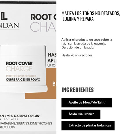 LENDAN - Root Cover Charge Cubre Raíces y Canas en Polvo Mineral Rubio 4 g - Cobertura Instantánea que Resiste la Humedad - Hasta 70 Aplicaciones