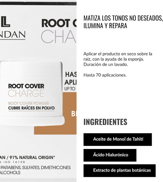 LENDAN - Root Cover Charge Cubre Raíces y Canas en Polvo Mineral Rubio 4 g - Cobertura Instantánea que Resiste la Humedad - Hasta 70 Aplicaciones