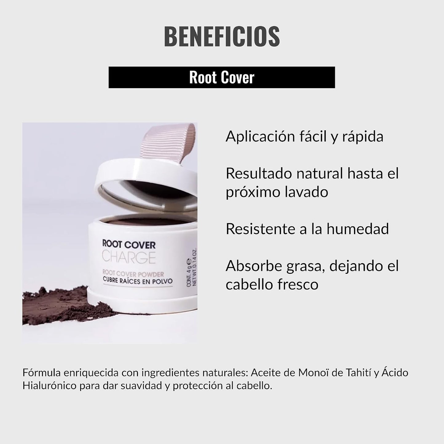 LENDAN - Root Cover Charge Cubre Raíces y Canas en Polvo Mineral Castaño 4 g - Cobertura Instantánea que Resiste la Humedad - Hasta 70 Aplicaciones