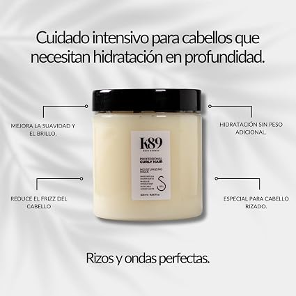 K89 - Professional Curly Hair Mascarilla Hidratante con Manteca de Karité, Aceite de Coco y B5 500 ml - Hidrata el Rizo Extraseco - Método Curly