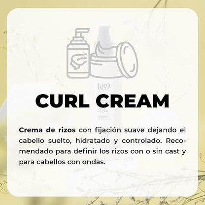 K89 - Professional Curly Hair Curl Cream Crema Definidora de Rizos con Aceite de Argán 250 ml - Define Rizos y Ondas sin Rigidez - Método Curly