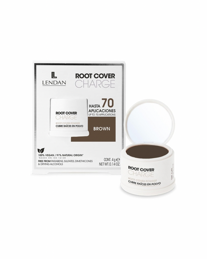 LENDAN - Root Cover Charge Cubre Raíces y Canas en Polvo Mineral Castaño 4 g - Cobertura Instantánea que Resiste la Humedad - Hasta 70 Aplicaciones