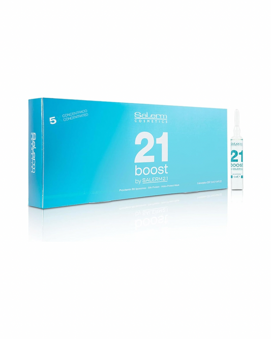 Salerm 21 Boost Ampollas Reparadoras Concentradas con Proteína de Seda y Provitamina B5 Antifrizz y Antipolución Pack 8 x 13 ml