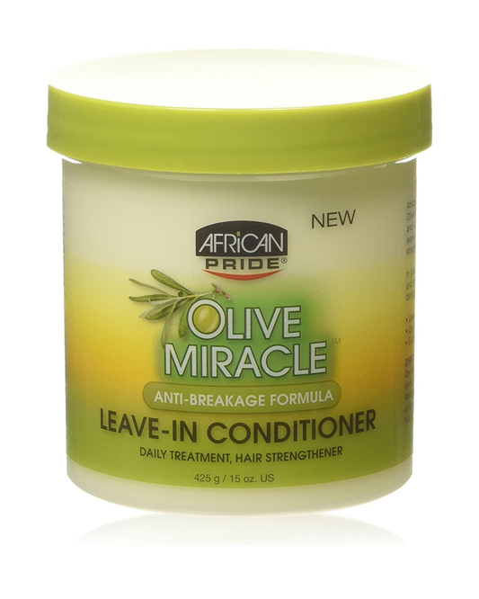 African Pride Olive Miracle Leave‑In Conditioner – Tratamiento Sin Aclarado 15 oz / 425 g
