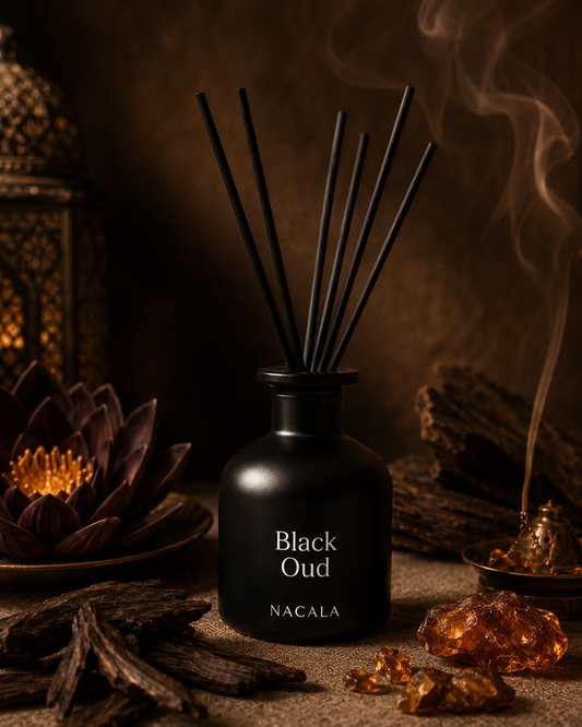 Ambientador mikado 150ml NACALA - Black Oud - Aroma Amaderado Especiado con Pachulí - Fragancia de Lujo para Despachos, Oficinas y Hoteles
