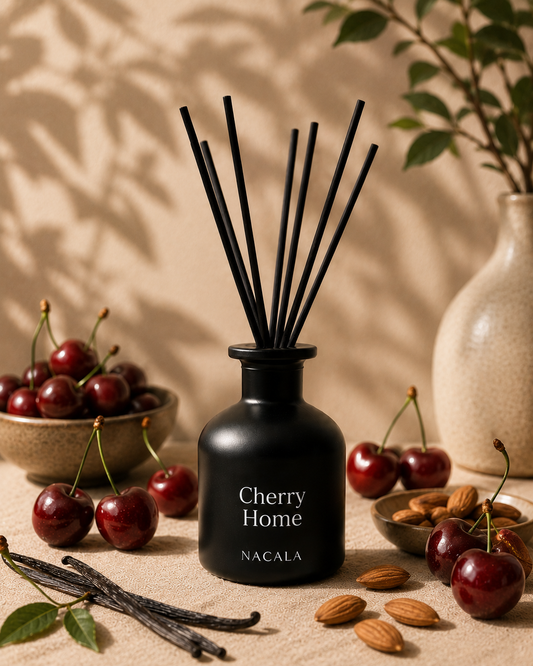 Ambientador mikado 150ml NACALA - Cherry Home - Inspirado en ZaraHome - Gourmand de Cereza y Piruleta Dulce y Acogedora para Toda la Casa