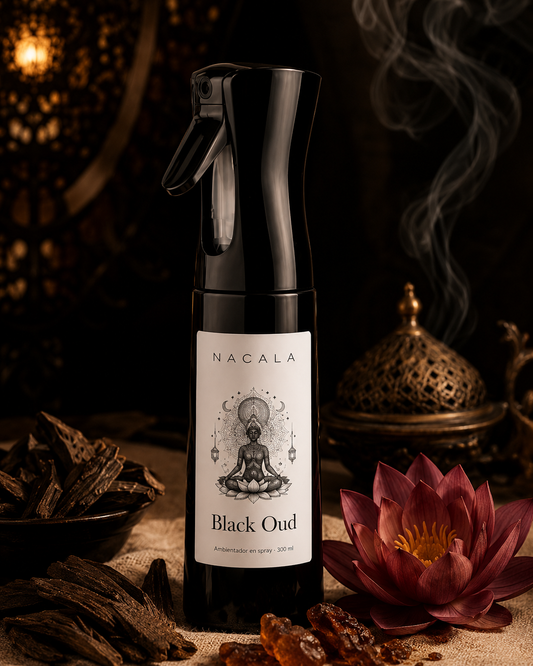Ambientador Spray 300ml NACALA - Black Oud - Aroma Amaderado Especiado con Pachulí - Fragancia de Lujo para Despachos, Oficinas y Hoteles