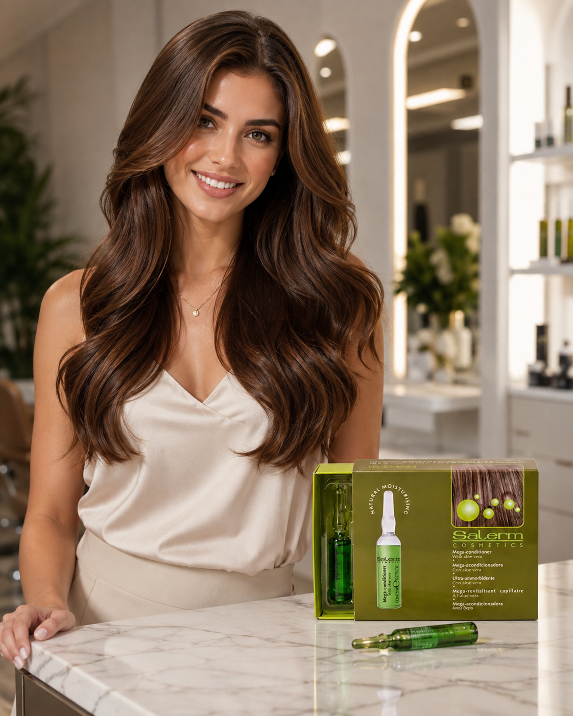SALERM - Mega Acondicionadora Ampollas Reestructurantes con Queratina y Aloe Vera 12 x 5 ml - Hidratación Profunda para Cabello Seco y Maltratado