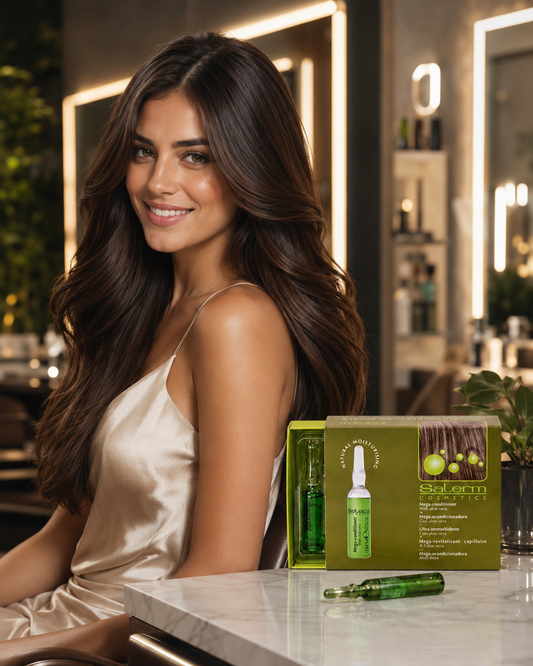 SALERM - Mega Acondicionadora Ampollas Reestructurantes con Queratina y Aloe Vera 12 x 5 ml - Hidratación Profunda para Cabello Seco y Maltratado