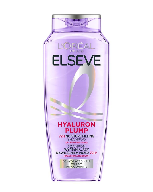 L'Oréal Paris Champú hidratante Elvital para cabello brillante y saludable, con ácido hialurónico para un impulso hidratante, Hydra Hyaluronic, 400 ml