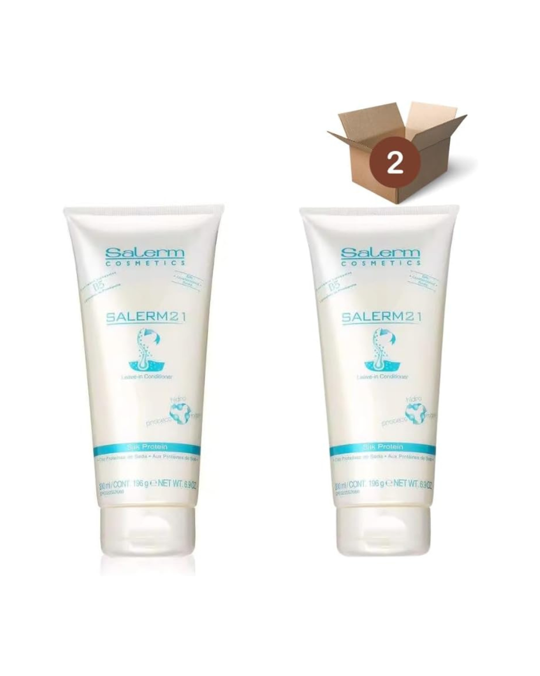 Salerm 21 Acondicionador Sin Aclarado Silk Protein con Proteína de Seda y Provitamina B5 200 ml (Pack 2)