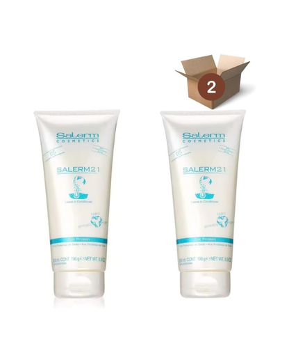 SALERM 21 - Silk Protein Acondicionador sin Aclarado con Proteína de Seda y Provitamina B5 200 ml (Pack 2) - Protege del Sol, Cloro y Salitre