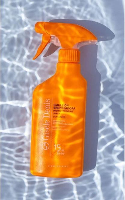 GISÈLE DENIS - Protector Solar en Spray, 300 ml, Protección FPS15, Emulsión Bronceadora, Cuidado de Piel, Crema Solar, Hidrata la Piel, Resistente al Agua, para Uso Diario, Previene Manchas y Arrugas