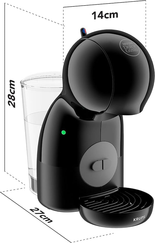 Krups Nescafé Dolce Gusto Piccolo XS - Cafetera cápsulas, 1500 W potencia, depósito de 0.8 L, monodosis multibebidas frías y calientes, manual, compacta, negro y gris