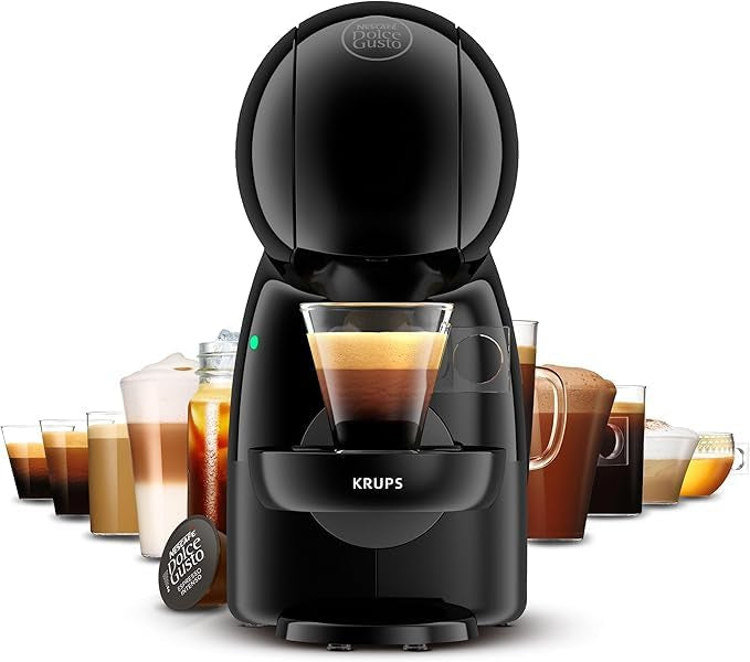 Krups Nescafé Dolce Gusto Piccolo XS - Cafetera cápsulas, 1500 W potencia, depósito de 0.8 L, monodosis multibebidas frías y calientes, manual, compacta, negro y gris