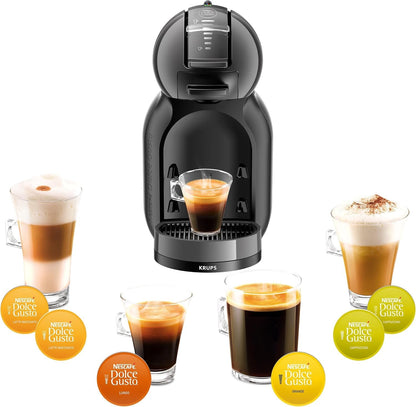 Krups Nescafé Dolce Gusto Mini Me Cafetera, capacidad 0.8 L, bebidas frías o calientes, Play&Select, Thermoblock, 35 tipos café, Negra, KP1238