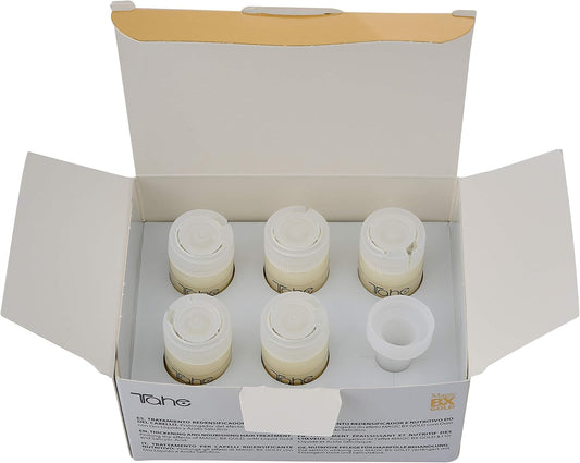 Tahe Magic BX Gold Tratamiento Capilar Redensificador Hidratante de Larga Duración, Caja de 5 Ampollas 10 ml. Brillo Infinito, Melena Densa, Suavidad Extrema
