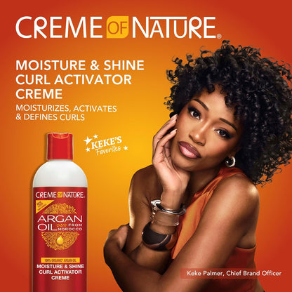 CREME OF NATURE - Argan Oil Moisture y Shine Curl Activator Crema Activadora de Rizos 354 ml - Revive el Rizo Seco y Controla el Frizz - Rizado y Afro
