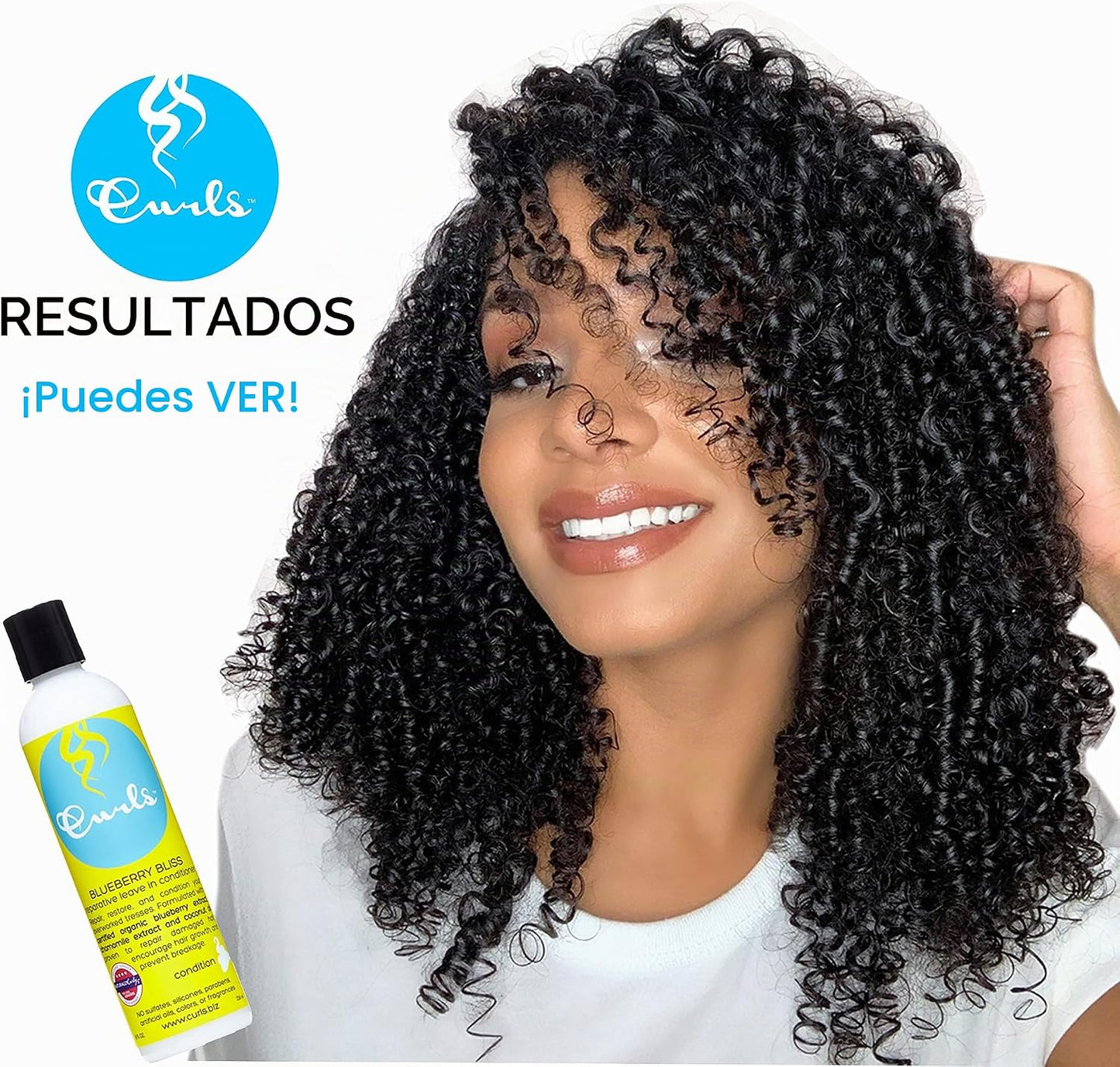 CURLS - Blueberry Bliss Reparative Leave-In Acondicionador sin Aclarado, Arándano, Quinoa, Coco 236 ml - Repara y Reduce la Rotura - Rizado y Afro