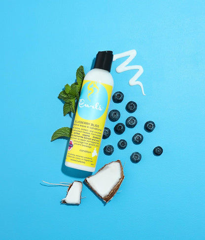 CURLS - Blueberry Bliss Reparative Leave-In Acondicionador sin Aclarado, Arándano, Quinoa, Coco 236 ml - Repara y Reduce la Rotura - Rizado y Afro