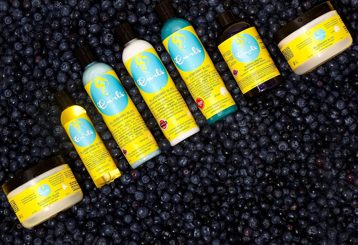 CURLS - Blueberry Bliss Reparative Leave-In Acondicionador sin Aclarado, Arándano, Quinoa, Coco 236 ml - Repara y Reduce la Rotura - Rizado y Afro