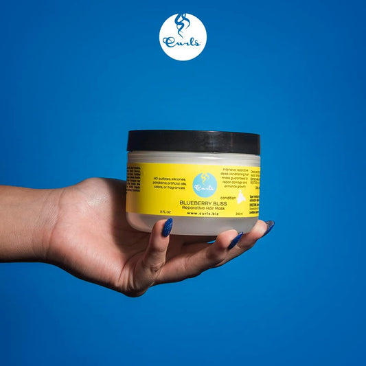 CURLS - Blueberry Bliss Reparative Hair Mask Mascarilla con Arándano, Manzanilla y Proteína de Soja 240 ml - Repara y Reduce la Rotura - Rizado y Afro