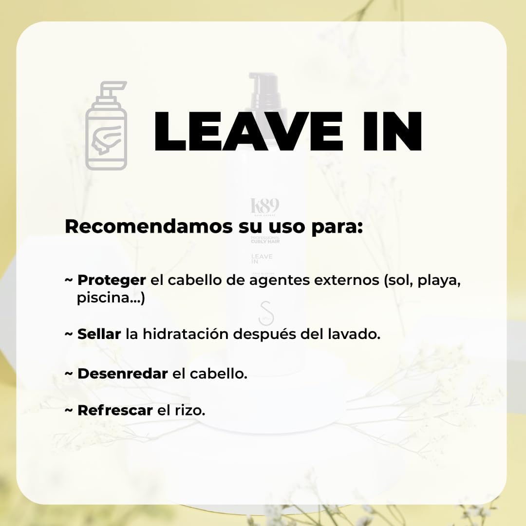 K89 - Professional Curly Hair Leave In Crema Acondicionadora sin Aclarado con Aceite de Argán 250ml - Desenreda y Sella la Hidratación - Método Curly