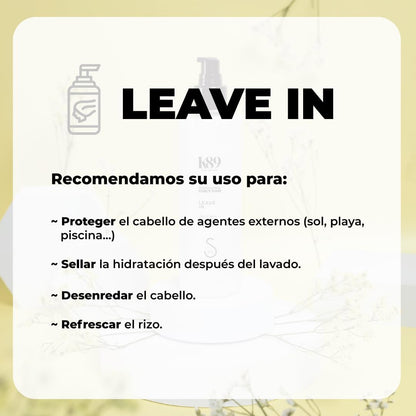 K89 - Professional Curly Hair Leave In Crema Acondicionadora sin Aclarado con Aceite de Argán 250ml - Desenreda y Sella la Hidratación - Método Curly