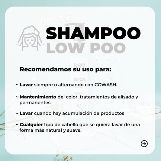 K89 - Professional Curly Hair Low Poo Champú sin Sulfatos con Aceite de Argán 500 ml - Limpia sin Resecar el Cuero Cabelludo Sensible - Método Curly