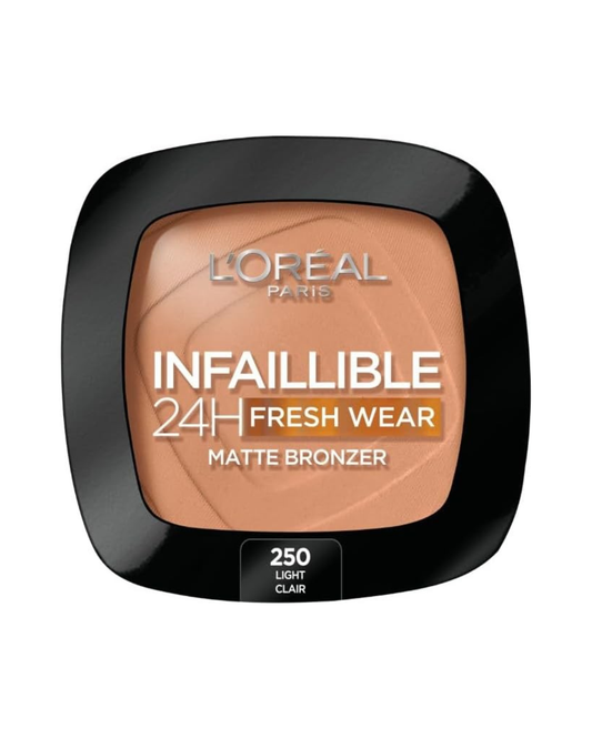 L’Oréal Paris Infalible 24H Fresh Wear – Polvos Compactos Mate Efecto Bronceado Facial (Tono Clair 250) 9g