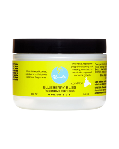 CURLS - Blueberry Bliss Reparative Hair Mask Mascarilla con Arándano, Manzanilla y Proteína de Soja 240 ml - Repara y Reduce la Rotura - Rizado y Afro