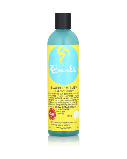 CURLS - Blueberry Bliss Control Jelly Gel Definidor de Rizos con Arándano, Argán y Ricino 236 ml - Define con Fijación Media sin Frizz - Rizado y Afro