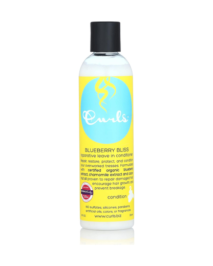 CURLS - Blueberry Bliss Reparative Leave-In Acondicionador sin Aclarado, Arándano, Quinoa, Coco 236 ml - Repara y Reduce la Rotura - Rizado y Afro