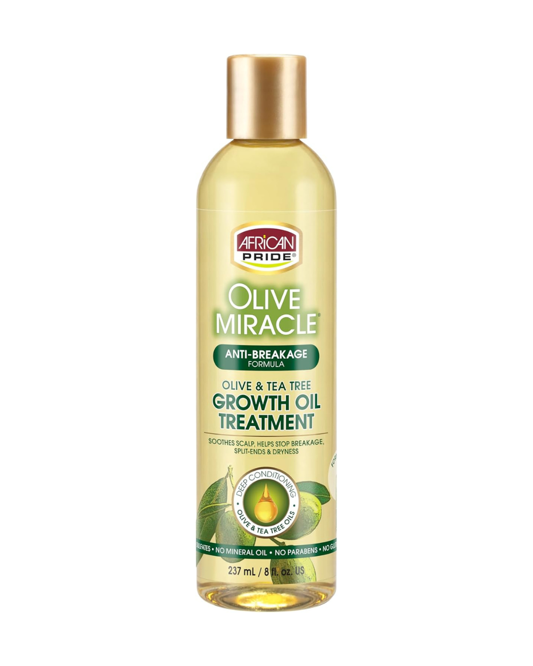 African Pride Olive Miracle – Aceite de crecimiento (237 ml) | Nutrición intensa para cuero cabelludo, brillo y menos rotura