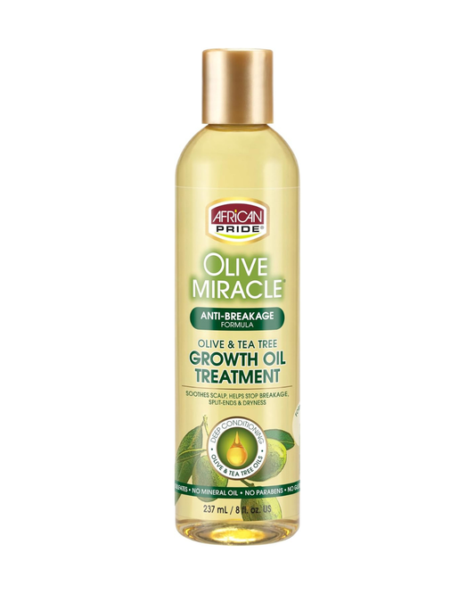 African Pride Olive Miracle – Aceite de crecimiento (237 ml) | Nutrición intensa para cuero cabelludo, brillo y menos rotura