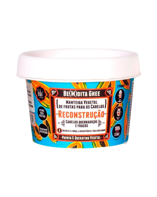 Lola Cosmetics Be(M)dita Ghee Reconstrucción Papaya &amp; Queratina Vegetal (100 g) | Mascarilla reconstructora para fortalecer y reducir la rotura