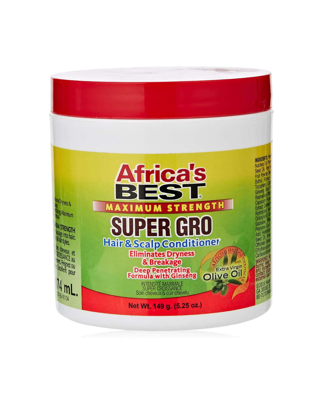 Africa’s Best Super Gro Max – ACEITE DE OLIVA  Acondicionador Hair & Scalp (157,5 ml / 5.25 oz) | Nutrición intensa para cuero cabelludo y cabello, menos sequedad y rotura