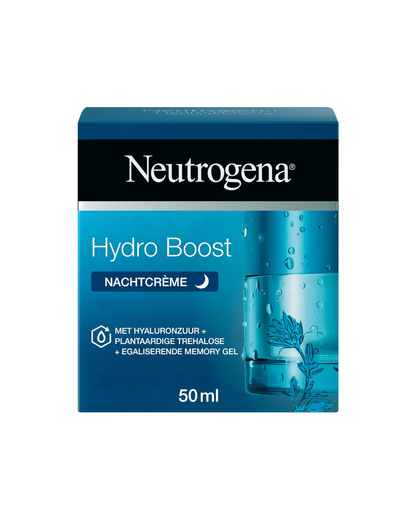NEUTROGENA - Hydro Boost Crema de Noche Hidratante sin Aceite 50 ml - 6 Veces Más Hidratación con Ácido Hialurónico y Complejo NHF - Todo Tipo de Piel