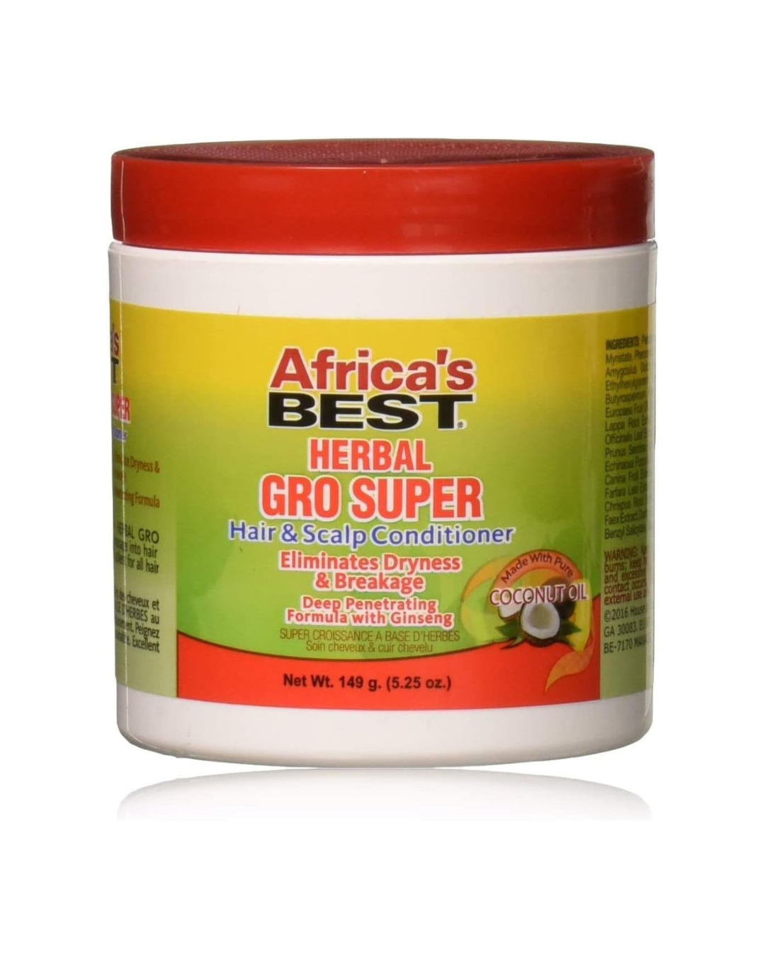 Africa’s Best Herbal Gro Super – ACEITE DE COCO Hair & Scalp Conditioner (5.25 oz / 157,5 ml) | Nutrición herbal para cuero cabelludo, brillo y menos rotura
