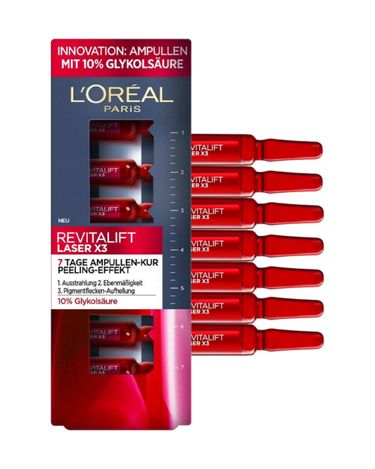 L'Oréal Paris Revitalift Laser X3 Ampollas Efecto Peeling Tratamiento Intensivo de 7 Días con Ácido Glicólico 10%