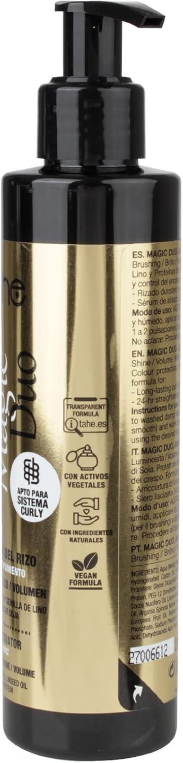 Tahe Magic Duo de doble función Activador del rizo/Alisado Antiencrespamiento, protección, nutrición y anti-frizz, 200 ml