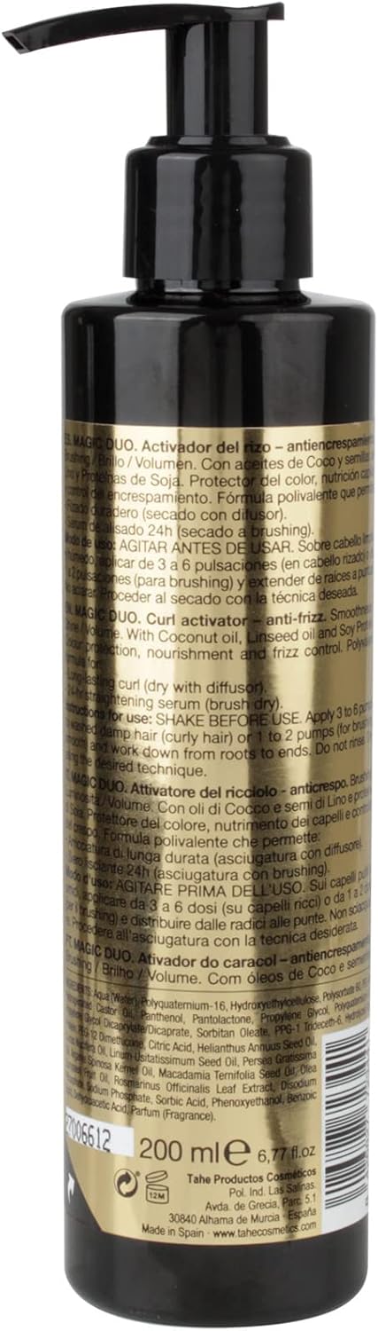 Tahe Magic Duo de doble función Activador del rizo/Alisado Antiencrespamiento, protección, nutrición y anti-frizz, 200 ml